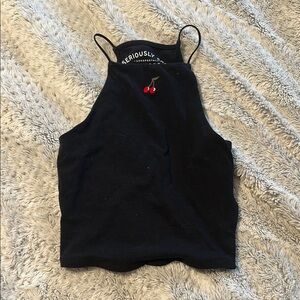 Aeropostale Black Fitted Crop Tank Top